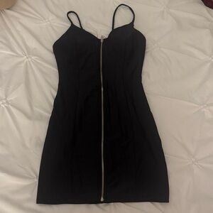 Iris Black Mini Dress with Zipper